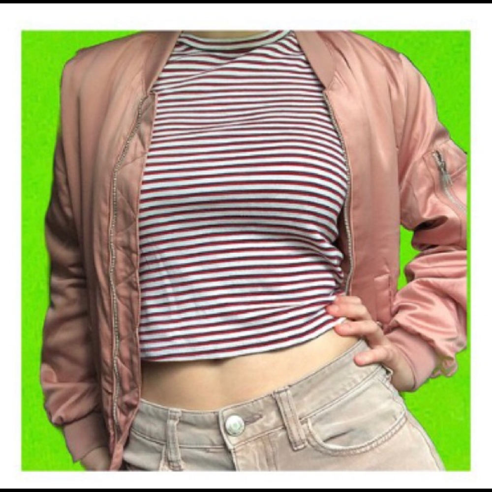 Forever 21 Red White and Blue Striped Crop Top